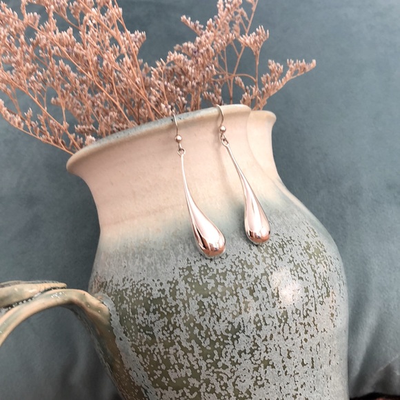 Long Raindrop Earring, Sterling Silver - Picture 2 of 3